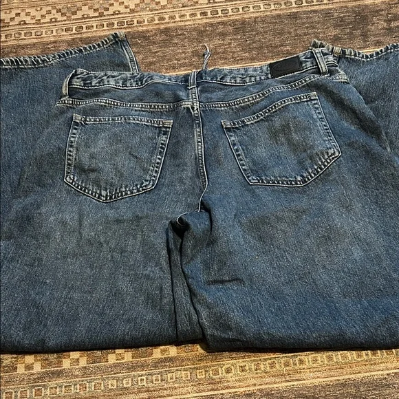 Women's High-Rise Blue Denim Jeans With Wide Legs And Waist Tie Size 14 - Picture 5 of 5